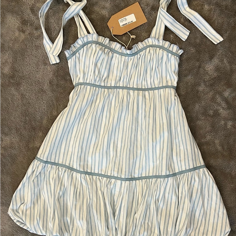 Listicle Blue and White Striped Sun Dress NWT